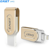 EAGET i80 64GB USB 3.0 Stylish Rotation Metal 8 Pin USB OTG Expansion U Disk for iPhone / iPad